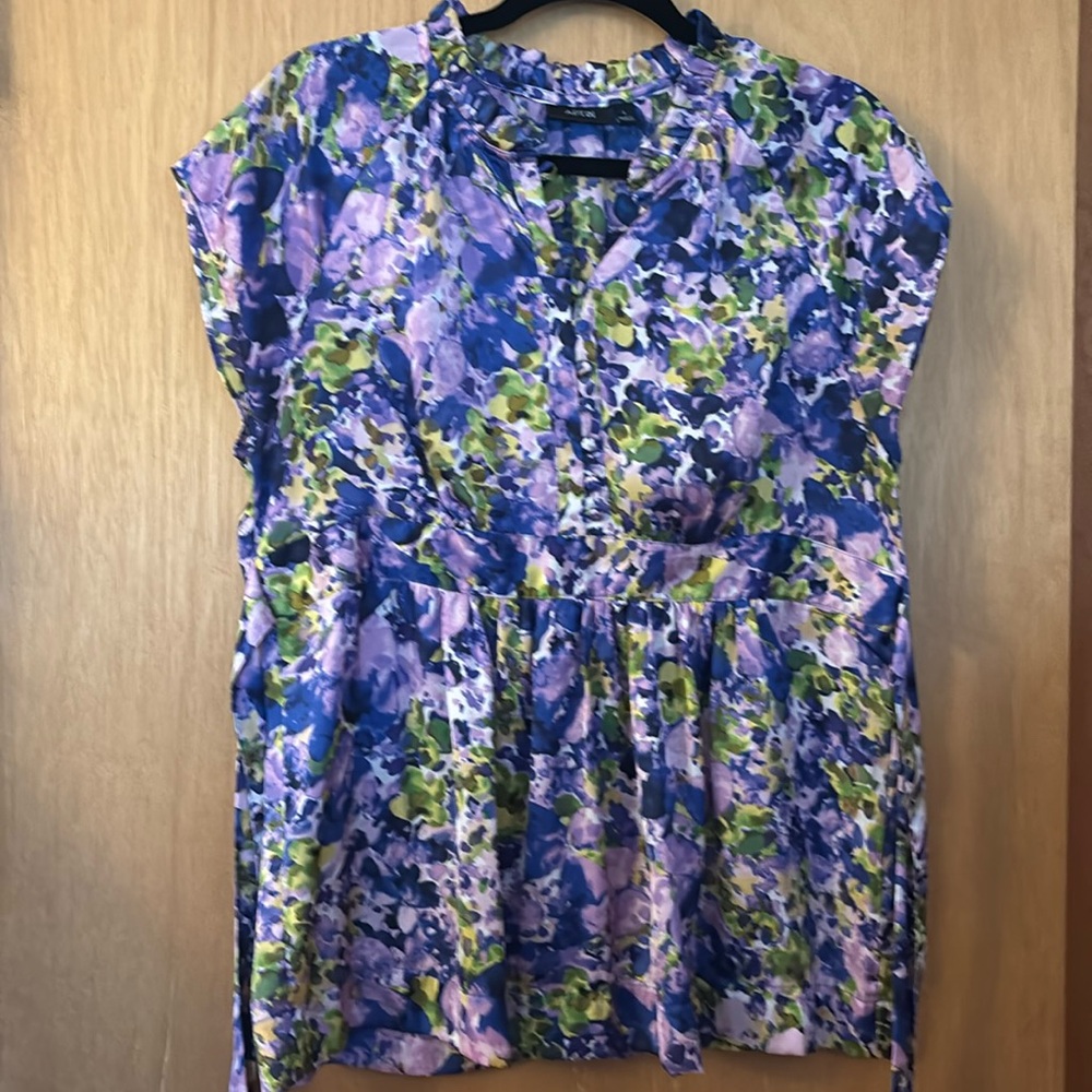 Apt. 9 Floral Babydoll Tie Back Blouse Sz lg